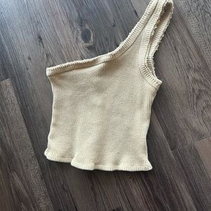 Urban Outfitters one sleeve tan crop top size medium